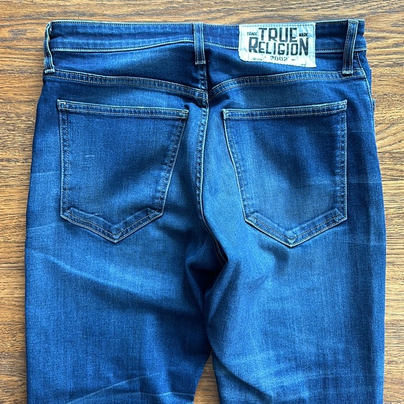 Men’s Blue True Religion Blue Stretch Cotton Slim Cropped fit Jeans - Picture 5 of 6